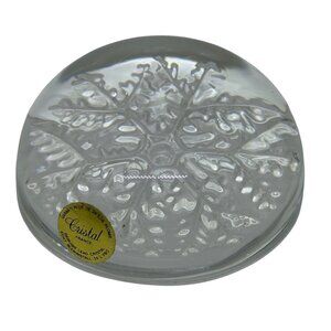 VTG Cristal d'Arques France Snowflake Crystal Paperweight Clear Glass Dome Decor